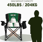 Overmont Oversized Folding Camping Chair - 450lbs Support with Padded Cushion Cooler Pockets - Heavy Duty Collapsible Chairs for Sports Garden Beach Fishing