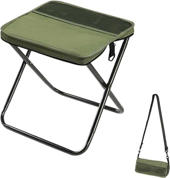 Folding Camp Stool, Lightweight Foldable Camping Stool, Compact Mini Chair for Outdoor Activities, Hiking, Fishing, and Travel, Portable and Durable, Holds Up to 265 lbs (Mini)