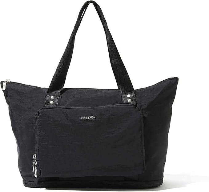 Baggallini Carryall Expandable Lightweight Travel Tote 22" Packable Folding Compact Nylon Washable Weekender w/Luggage Sleeve