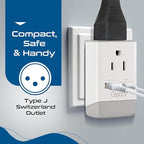 Ceptics Switzerland Plug Adapter, Travel with QC 3.0 & PD, Safe Dual USB & USB-C - 2 USA Socket Compact & Powerful - Quick Charge 3.0 & Power Delivery - Type J AP-11A - Fast Charging