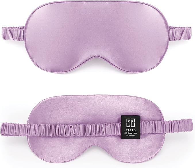 TAFTS Silk Sleep Mask - 22mm 100% Pure Mulberry 6A Silk & Blindfold, Soft Eye Masks, Lightweight, for Travel, Napping, Camping (Lavender)