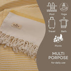 Ruvy Home Basics 2 Pack Turkish Beach Towels – Oversized Quick-Dry Bath Towels (40 x 72 Inches) – 100% Cotton Large Towels for Pool, Yoga, Travel, Camping Essentials, and Bathroom Decor - Yellow