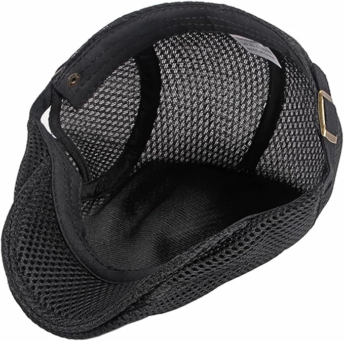 2 Pack Men's Mesh Cap Breathable Summer Newsboy Hat Adjustable Beret Ivy Cap Irish Cabbie Driving Hunting Hats