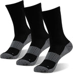 FOOTPLUS Hiking Copper Compression Socks,Unisex Cushioned Sole Arch Support Athletic Crew Running Socks
