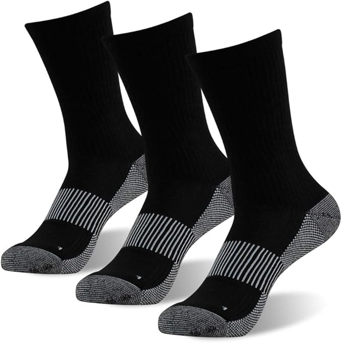 FOOTPLUS Hiking Copper Compression Socks,Unisex Cushioned Sole Arch Support Athletic Crew Running Socks