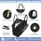 Initial Travel Duffle Bag for Women - Black Personalized Weekender bags Overnight Bag with Shoe Compartment & Wet Pocket Weekend Tote Bags with Toiletry Bag Monogram Christmas Gift (Letter E)