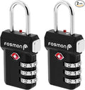 Fosmon TSA Approved Luggage Locks, Suitcase Travel Lock with Push Release Button for Extra Security, 3 Digit Combination Padlock for Gun Case Backpack Zipper Anti Theft Gym Locker - Black, 2 Pack
