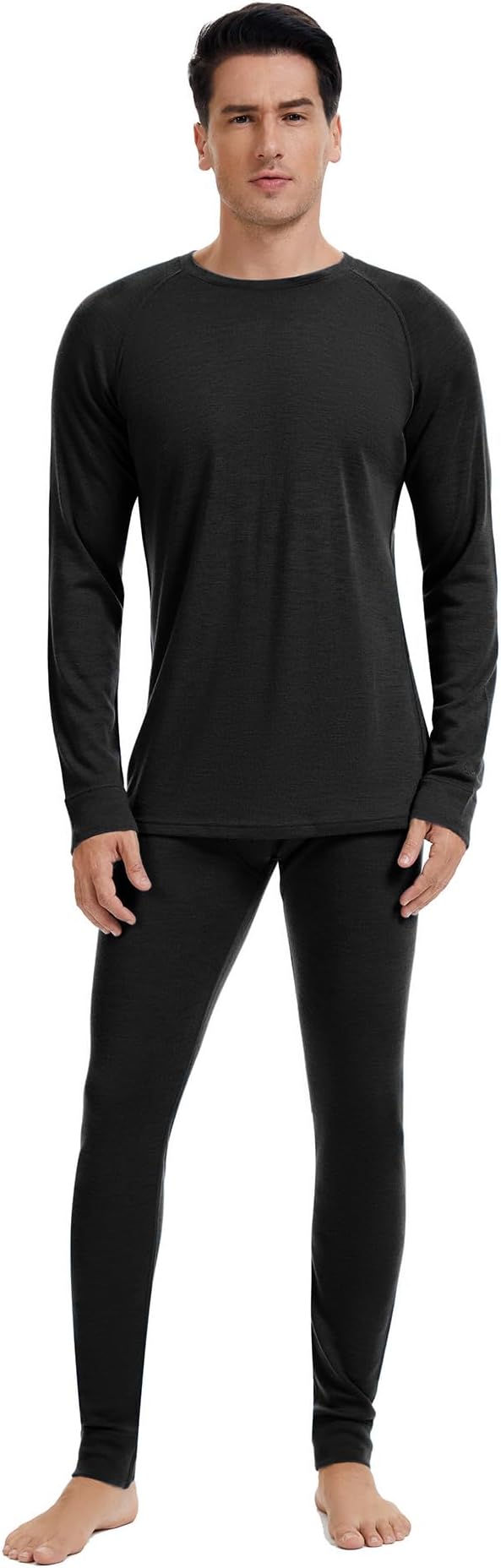 Men's 100% Merino Wool Base Layer Sets Lightweight Active Base Layer for Ski