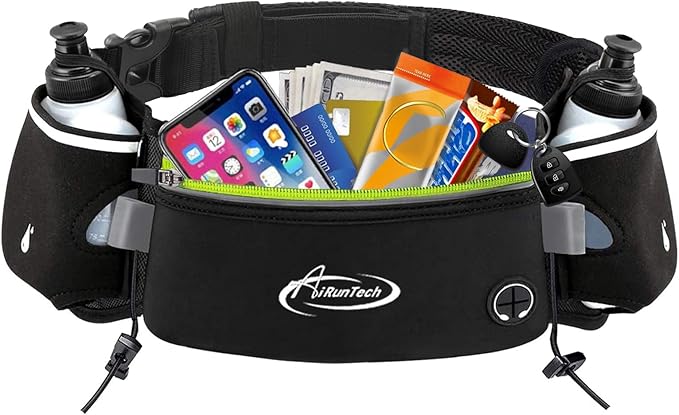 AiRunTech Hydration Running Belt with Water Bottle, Running Fanny Pack for Phone and Wallet Holder, Running Bag Runners Essentials Accessories Marathon Triathlon Walking Jogging Gear Gift
