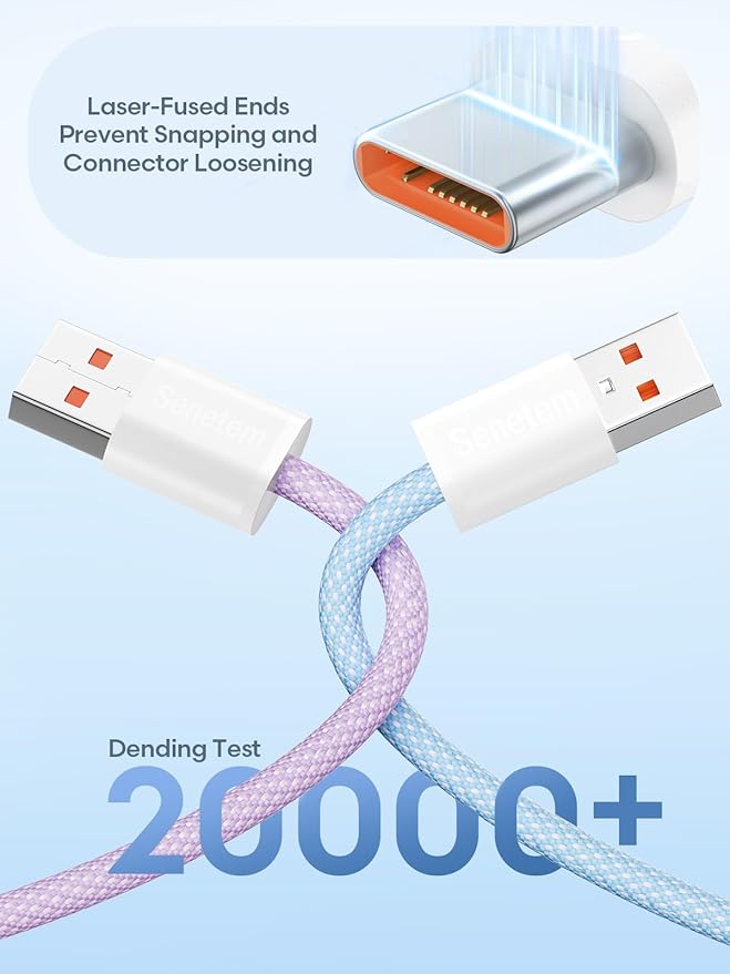 Senetem USB C Cable 10FT 3-Pack, USB A to USB Type C Long Charger Cord, 3A Fast Charging Compatible with iPhone 15 16 17 Pro, Samsung S24/S23 S22/Note 20/10, Car Play, Apple iPad Android Accessories