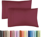 Queen Pillow Cases Set of 2 - Ultra Soft Hotel Quality Pillowcase Covers - Comfy Cozy Bedding for Women, Men, Kids and Teens - Machine Washable Pillow Protectors - 2 Pieces Set - Queen Size Burgundy