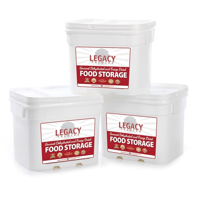Legacy Food Storage 360 Serving Emergency Food Supply Bucket, 143,880 Total Calories, Shelf Stable Breakfast, Lunch & Dinner, 2-Month Supply, Freeze Dried Survival Meals for MRE Camping, Hiking, Prepping
