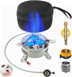 Camping Stove, Portable Lightweight Backpacking Stove with EVA Bag and Piezo Ignition, Foldable 3 in 1 Gas Stove Burner for Outdoor Picnic Cooking and Hiking (Small)