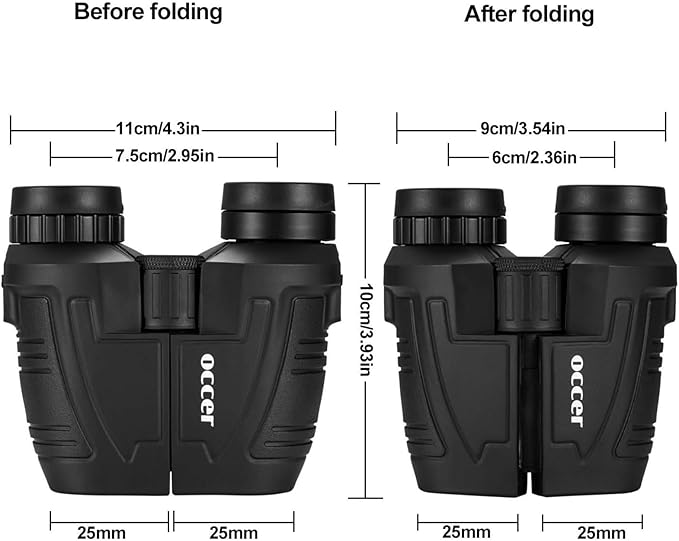 Occer 12x25 Compact Binoculars for Adults and Kids, Large Eyepiece Waterproof Binocular with Low Light Vision,High Powered Easy Focus Binoculars for Bird Watching,Outdoor Hunting,Travel,Sightseeing