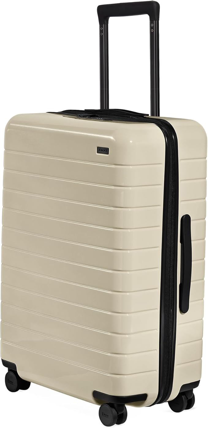 Away Medium Checked Luggage, Lightweight Hard Shell Suitcase with Spinner Wheels, Durable Rolling Luggage, TSA Lock, 26 Inch, Salt White