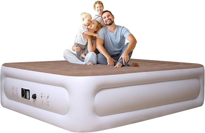 Air Mattress Queen with Built in Pump, 18 inch Luxury Double High Air Bed Fast Inflation/Deflation, Portable Inflatable Blow up Mattress with Carry Bag for Camping, Home&Guests, 650lb MAX