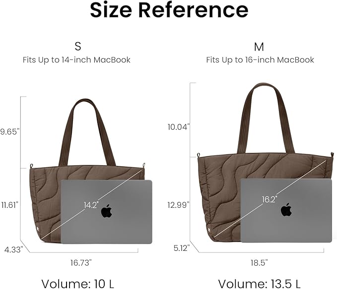 tomtoc 16-inch Puffy Laptop Tote Bag for Women 13.5L, Lightweight Puffer Work Tote with Padded Laptop Compartment for 15/16-inch MacBook, Large Capacity Tote Bag for Office, Business, Daily Essentials