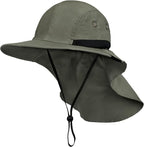 SUN CUBE Sun Hat for Men, Wide Brim Fishing Hat Neck Flap Cover Men, Women, Hiking, Camping, Sun Protection UV, Gardening