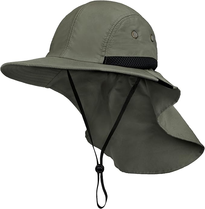 SUN CUBE Sun Hat for Men, Wide Brim Fishing Hat Neck Flap Cover Men, Women, Hiking, Camping, Sun Protection UV, Gardening