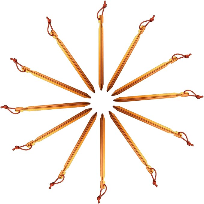 12 Pack Tent Stakes, 7075 Ground Metal Camping Aluminum Tent Pegs, Lightweight Tent Stakes Heavy Duty Spikes Camping Accessories