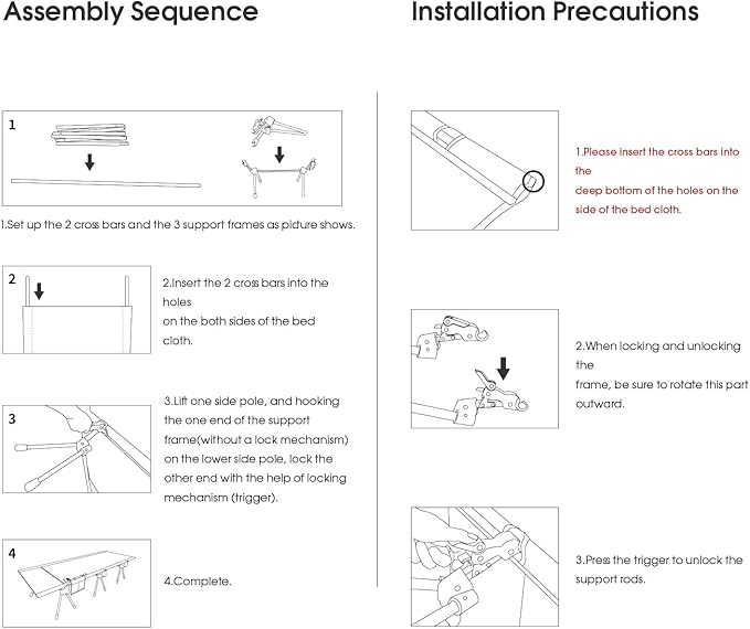 MOON LENCE Height Adjustable Camping Cot - Supports 330 lbs, Portable Folding Bed with Leg Extenders for Camping, Hiking, Sleeping, 1 Pack, Black