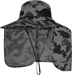 Sun Blocker Hats Outdoor Sun Protection Fishing Cap with Neck Flap Large Brim Outdoor Hat
