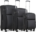 Hanke 3 Piece Luggage Sets Softside Expandable Carry On Luggage Set Travel Suitcase Sets with Spinner Wheels TSA Approved Luggage(Black, 20in/24in/28in)