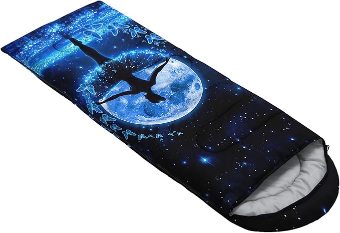 AILONEN Outer Space Astronaut Camping Sleeping Bags,Lightweight & Waterproof,3 Season Warm & Cool Weather,Cartoon Sleeping Bags for Kids,Boys Girls Travelling,Outdoors