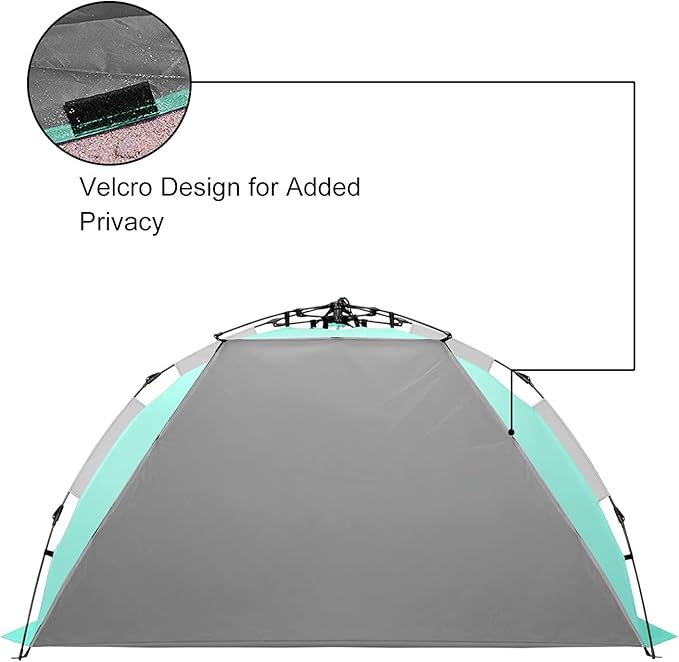 Oileus X-Large 4 Person Beach Tent Sun Shelter - Portable Sun Shade Instant Tent for Beach with Carrying Bag, Stakes, 6 Sand Pockets, Anti UV for Fishing Hiking Camping, Waterproof, Light Green