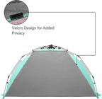 Oileus X-Large 4 Person Beach Tent Sun Shelter - Portable Sun Shade Instant Tent for Beach with Carrying Bag, Stakes, 6 Sand Pockets, Anti UV for Fishing Hiking Camping, Waterproof, Light Green