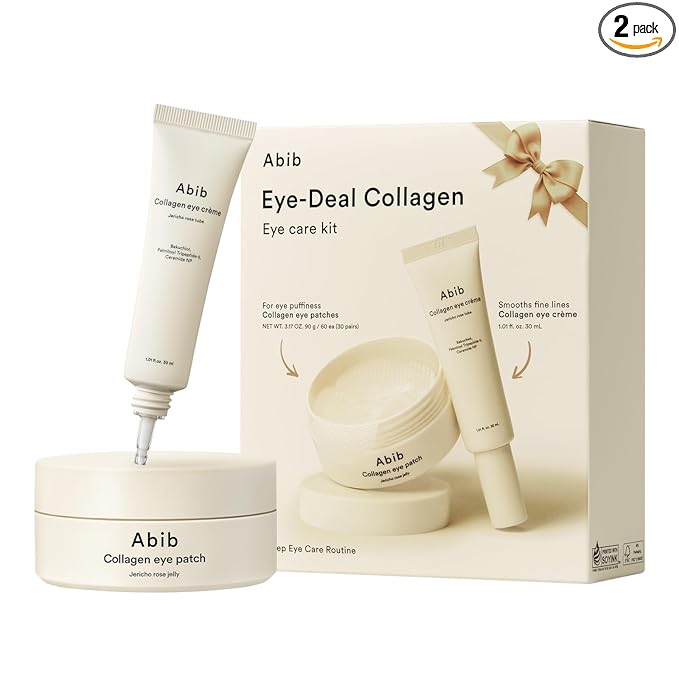 Abib Eye-Deal Eye Care Kit | Vegan Collagen Eye Patch, Non-animal Collagen Eye Cream | Puffy Eyes and Dark Circles, Anti-Wrinkle | Gifts for Women (Under Eye Care Duo)