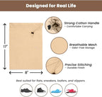 LFH Cotton Shoe Storage Bags with Drawstring, Dustproof Breathable Reusable Organizer, Perfect For Travel, Dorm, Hotel, College, Gym, Easy to Carry, Machine Washable 8"x17" (Pack of 6) - Natural