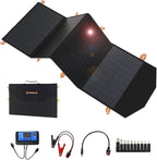 FlexSolar 120W Portable Solar Panel for 300/500/1000/1500W Power Station,IP67 Waterproof Folding Solar Charger with USB C&2 USB A&18V DC Output Charge Generator,Cell Phones,Power Bank,12V Car Battery