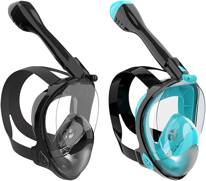 Full Face Snorkel Mask, Diving Mask for Kids and Adults,180° Panoramic View Snorkel Mask with Camera Mount, Safe Breathing, Anti-Leak&Anti-Fog