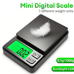 Travel Luggage Weight Scale - 4pcs Digital Pocket Scale 1000g/0.1g with Backlight LCD, Mini Handheld Scale for Food & Jewelry - Precision Measuring Tool (1 0.1g 1000g)