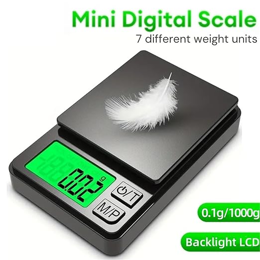Travel Luggage Weight Scale - 4pcs Digital Pocket Scale 1000g/0.1g with Backlight LCD, Mini Handheld Scale for Food & Jewelry - Precision Measuring Tool (1 0.1g 1000g)