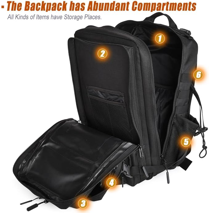 Military Tactical Backpack 45L Large Tactical Backpack for Men, Hiking Rucksack With Bottle Holder