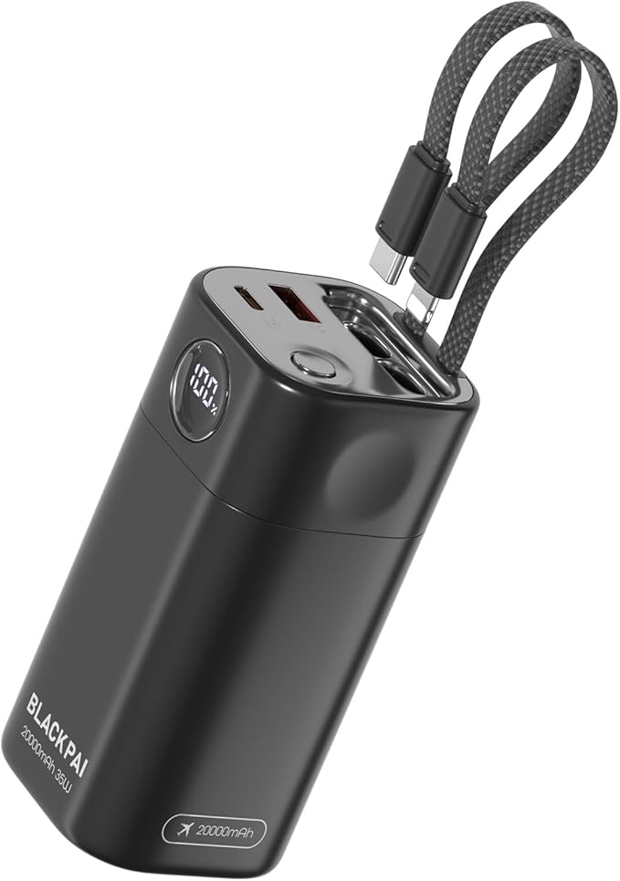 20,000mAh 35W Power Bank, Laptop Portable Charger USB C PD Fast Charging Battery Pack Digital Display for MacBook, iPad, iPhone 17/16, S24 Ultra, Steam Deck, Dell XPS and More (Black)