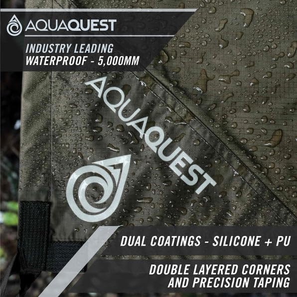 AquaQuest Safari Tarp – Lightweight Waterproof (5,000mm) Seam-Taped Ripstop Rain Fly for Backpacking, Thru-Hiking & Hammock Camping