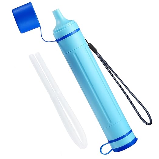 Greeshow Portable Water Filter Straw, Personal Water Filtration System, Replaceable Filter Cartridge, Outdoor Water Purifier Emergency Survival Gear for Hiking Camping Backpacking, GS-28H1, 1 Pack