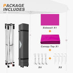 EAGLE PEAK Pop Up Canopy Tent with 1 Sidewall, Easy Setup Event Tent, Outdoor Sun Shade, Wheeled Carry Bag, Stakes and Guy Ropes, Instant Canopy 8x8, Pink