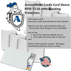 100x BULK LOT RFID Blocking Sleeves Credit Card Protectors 100% MADE IN USA - Anti-theft for Travel wallet, purse. ArmorShield Your Identity