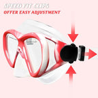 Kids Swim Goggles Snorkel Diving Mask for Boys Girls Ages 5-15, Two-Color Anti-Fog Swimming Goggles with Nose Cover