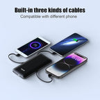 Portable Power Bank, Ultra Slim 10000mAh Portable Charger with Built in Cable, USB C External Battery Pack with Built-in AC Wall Plug Compatible with iPhone Smartphone Tablet…