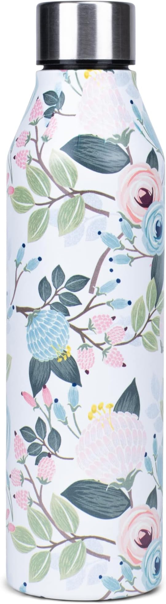 Peach Floral 17 Ounce Stainless Steel Screw Top Lid Double Wall Insulated Canteen Bottle