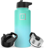 IRON °FLASK Camping & Hiking Hydration Flask with 3 Lids - Stainless Steel, Double Walled & Vacuum Insulated Water Bottle - Leak Proof & BPA Free 32 Oz