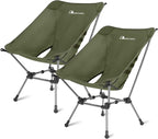 MOON LENCE Camping Chair Plus, Upgraded Comfort & Size, Still Compact and Lightweight, Folding Portable Chair for Backpacking & Hiking, 400Lbs Capacity, Gen 3 Plus (Green 2 Pack (Plus))