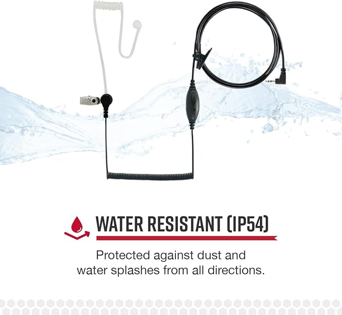 Cobra RX680 2-Pack Walkie Talkies & Compatible Cobra GA-SV01 2P Surveillance Headset Microphones: Rugged & Splashproof Two-Way Radios, Rechargeable, 60 Preset Channels, 38-Mile Range, Black/Orange