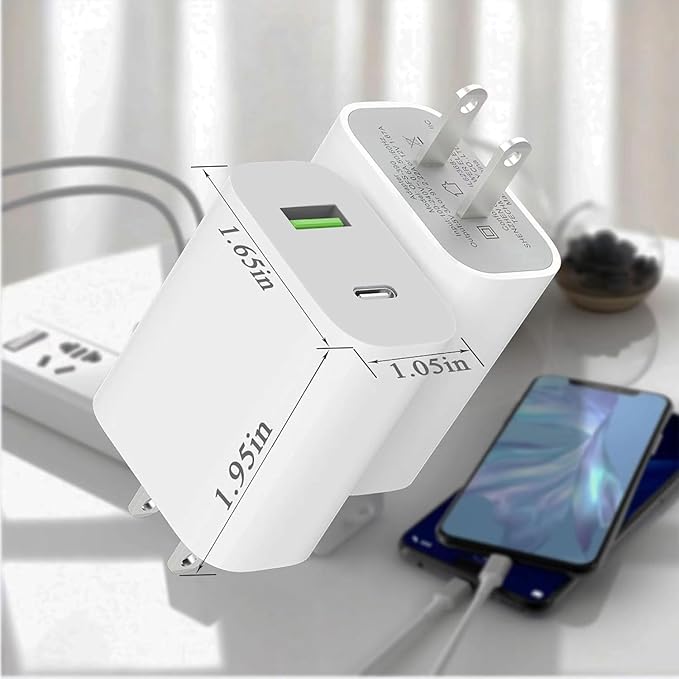 4 Pack USB C Charger Block, Dual Port Type C Wall Charger Fast Charging 20W Power Adapter Cube for iPhone 14/14 Pro/14 Pro Max/14 Plus/13/12/11, XS/XR/X, iPad, Samsung, More