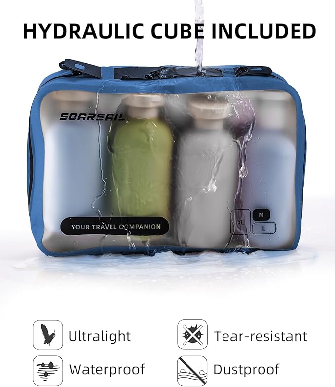 6 Set Compression Packing Cubes for Travel, Large Medium Small Luggage Organizers (Dark Blue)